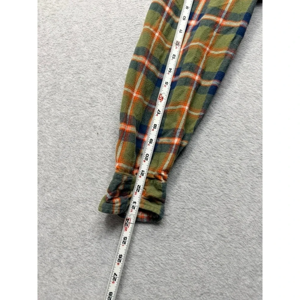 Levis Relaxed Fit Flannel Shirt Mens Large Green Orange Plaid Long Sleeve Cotton